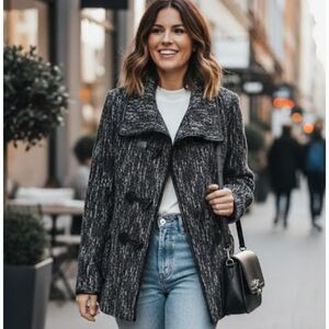 Northern Reflections Tweed Wool Blend Toggle Jacket Sz M